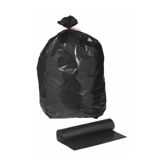 Sac poubelle noir 160L 50 microns PEBD - Carton de 100 sacs 